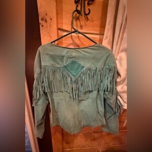 Insane vintage leather fringe top!